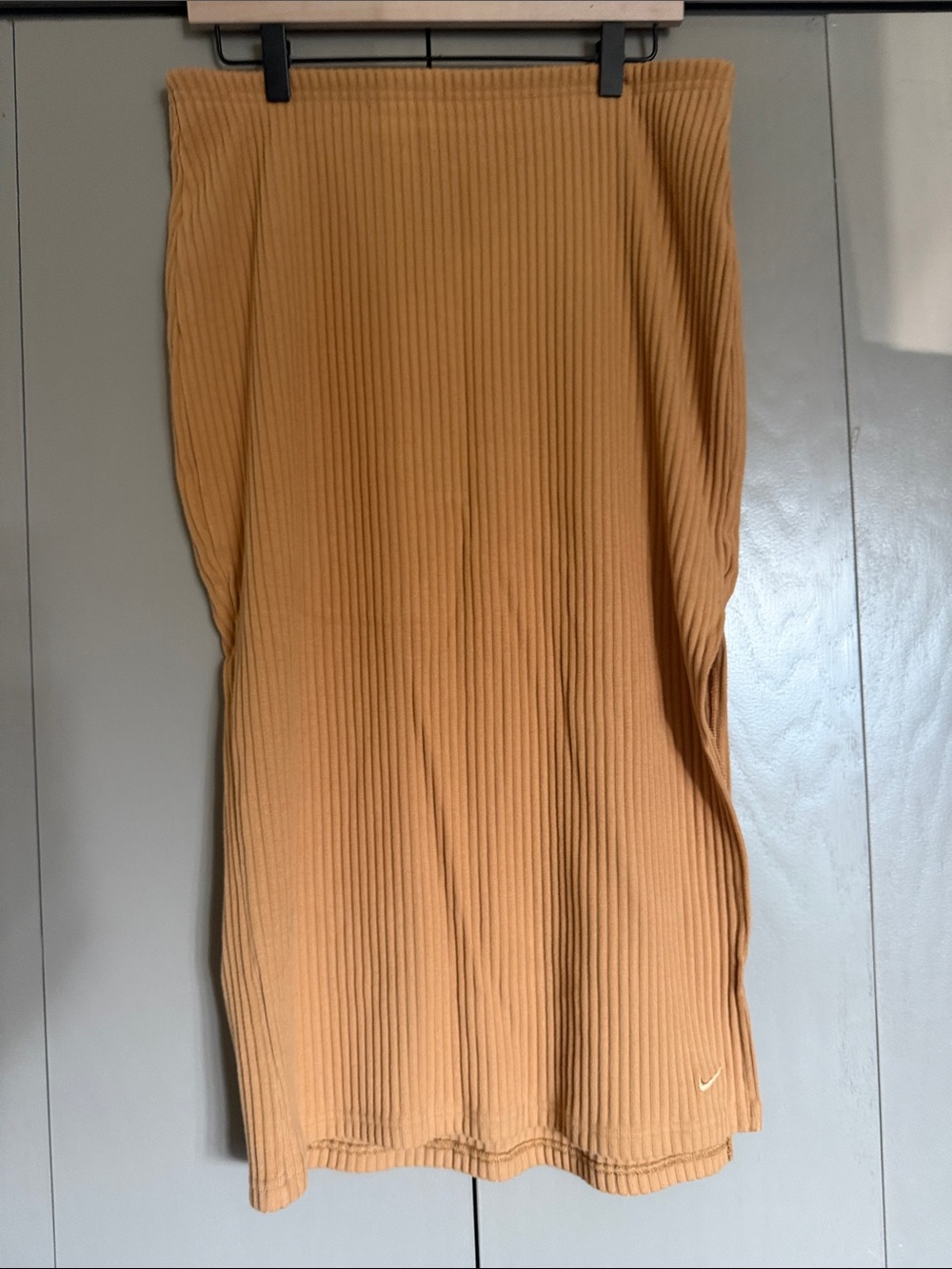 Nike Ribbed Midi Skirt in Camel/Tan